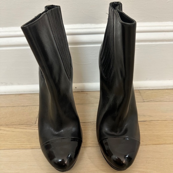 Brian Atwood Women's Fragola Black Cap Toe Platform Booties - Picture 3 of 3